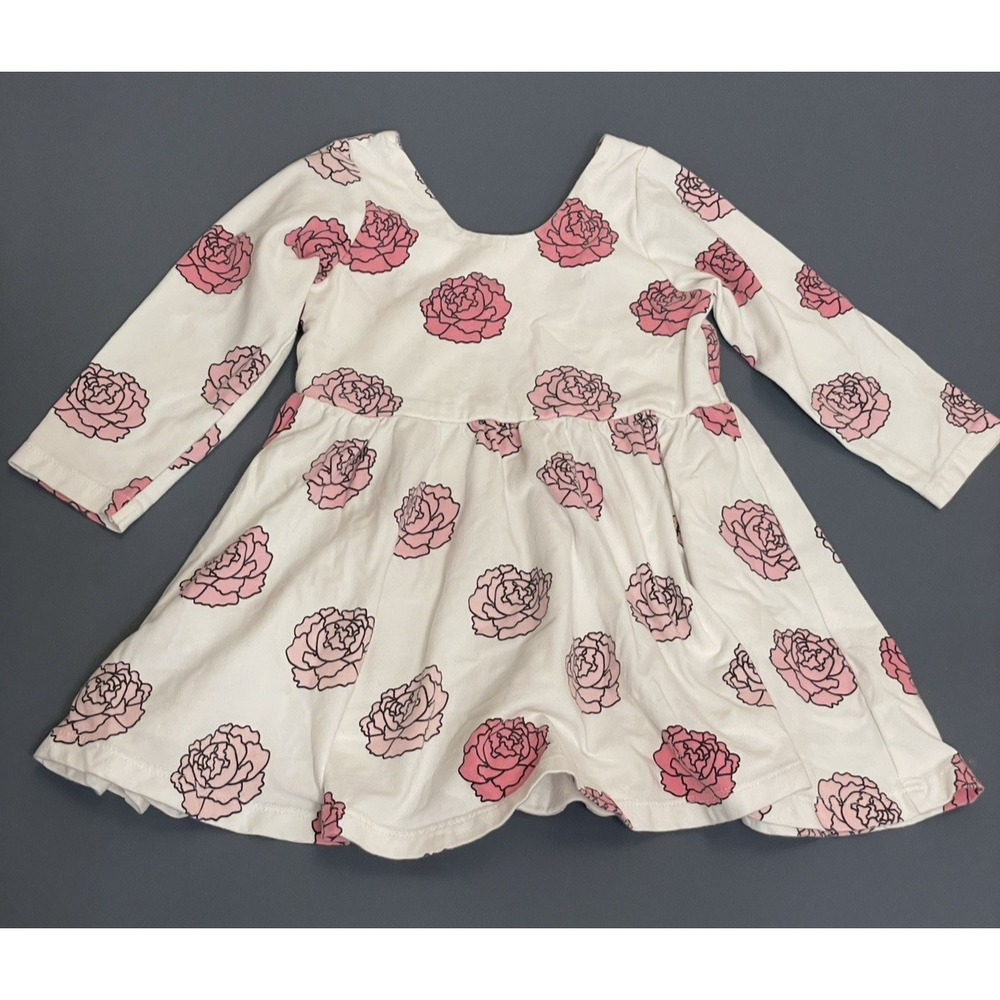 Monica & Andy Dress Girl Toddler 18-24 Months Rose Flower Skater Organic Cotton